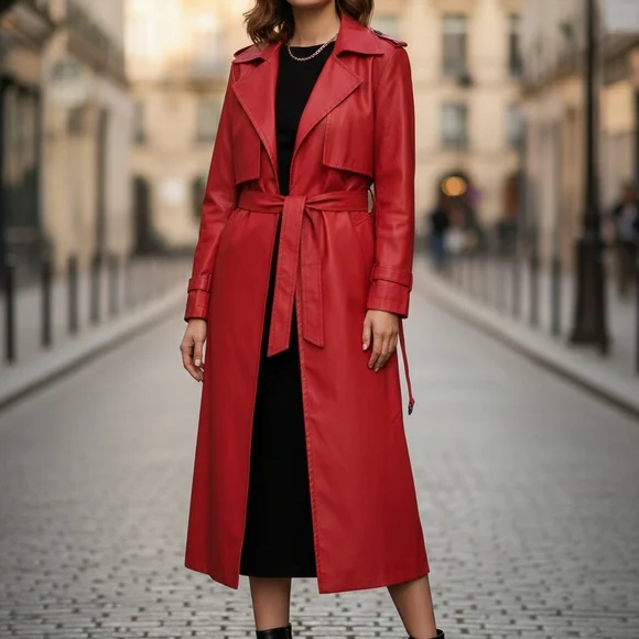 London Fog Vintage  Vibrant Red Trench Coat Size 14 pet - Picture 4 of 17